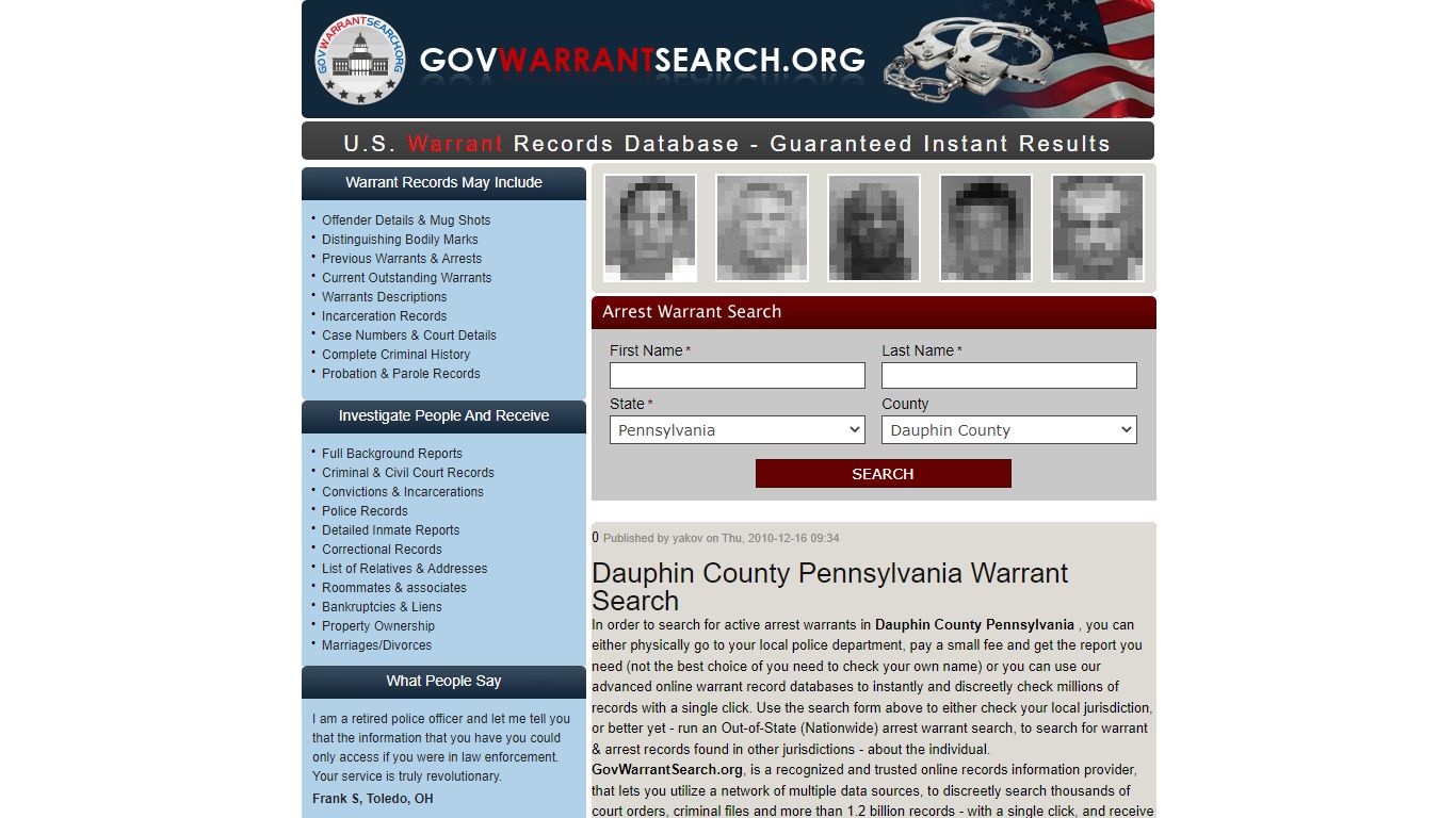 Dauphin County Pennsylvania | Warrant Search